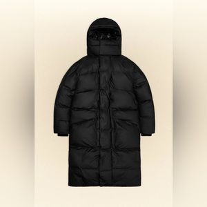 Rains unisex black harbin puffer coat size large nwt. Never worn